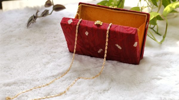 Maroon -velvet-Hand Purse Maroon - Image 8