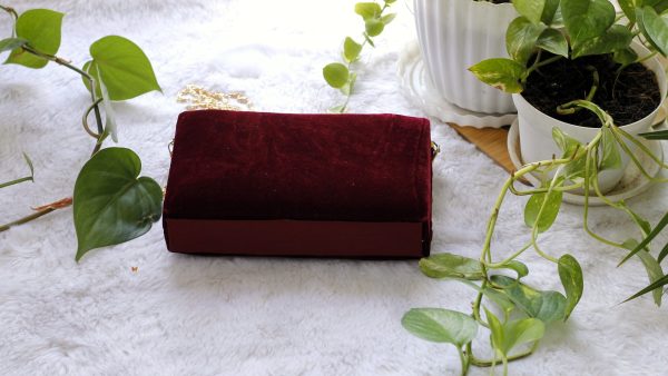 Maroon -velvet-Hand Purse Maroon - Image 5