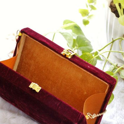 Maroon -velvet-Hand Purse Maroon