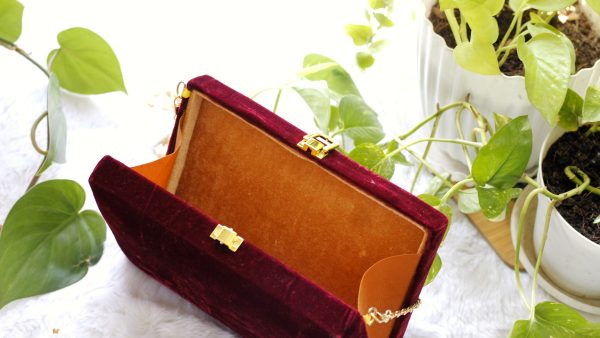 Maroon -velvet-Hand Purse Maroon