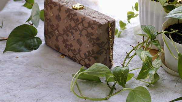 Taupe Brown Hand Purse - Image 3