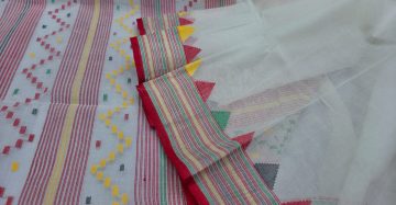 Red & White Cotton Jamdani