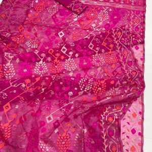 Hot magenta color Super exclusive category Halfsilk Jamdani