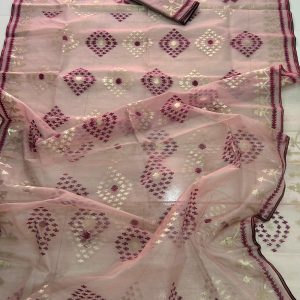 Mauve Brown Color Halfsilk Jamdani