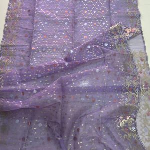 Lavender color Halfsilk Jamdani